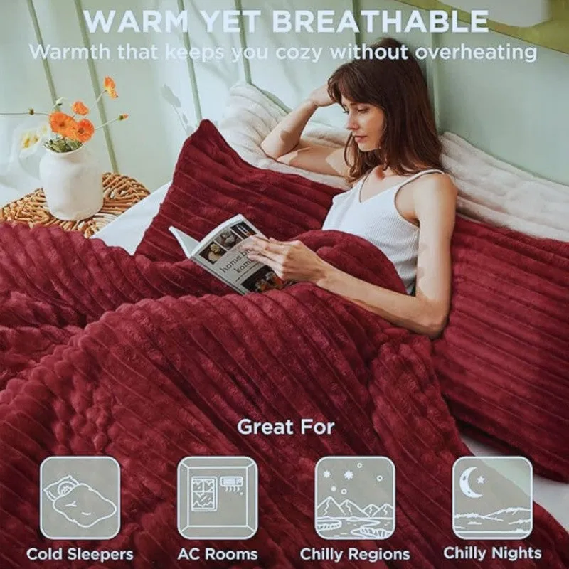 Sleep Scape Faux Fabric Blanket (Maroon)- 300 GSM media 7