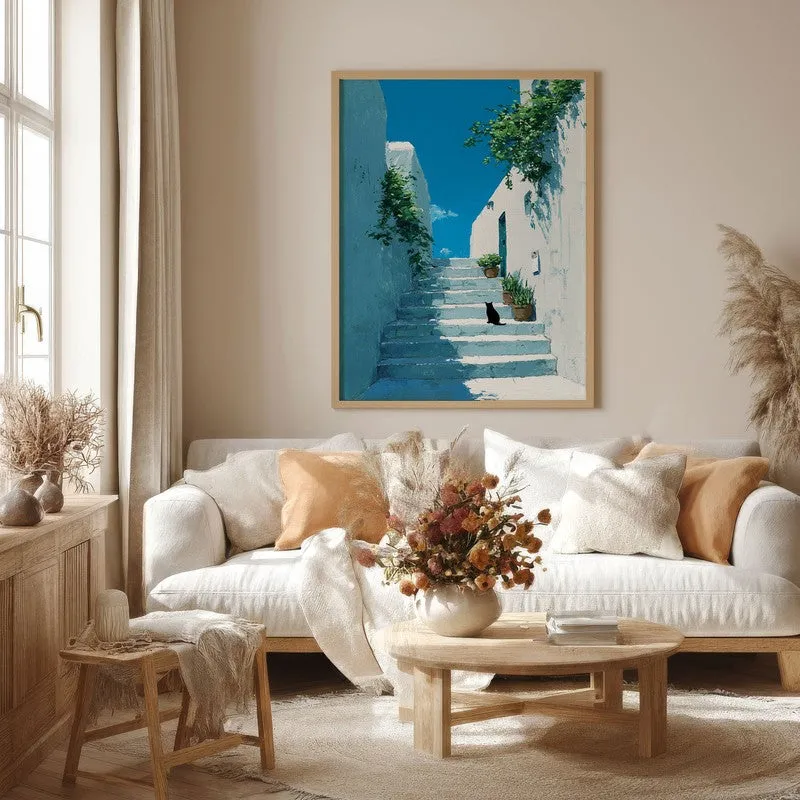 European Alley Canvas Wall Painting - Brown Frame media 4