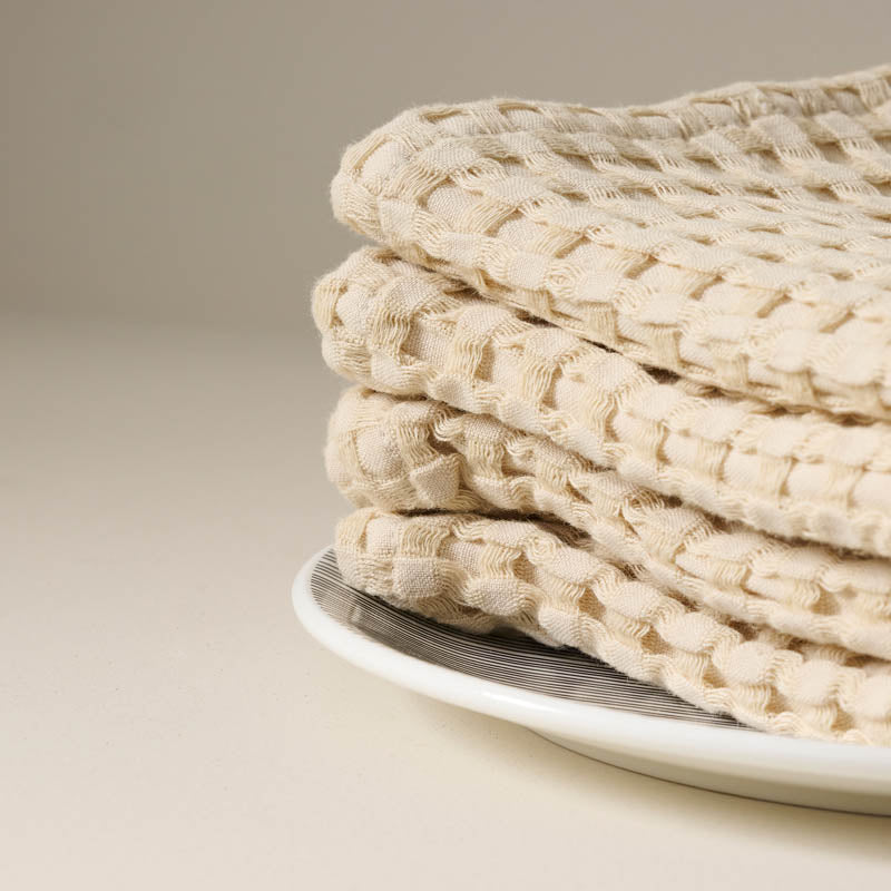 Fluffy Waffle Face Towel (Beige) - Set of Four media 3