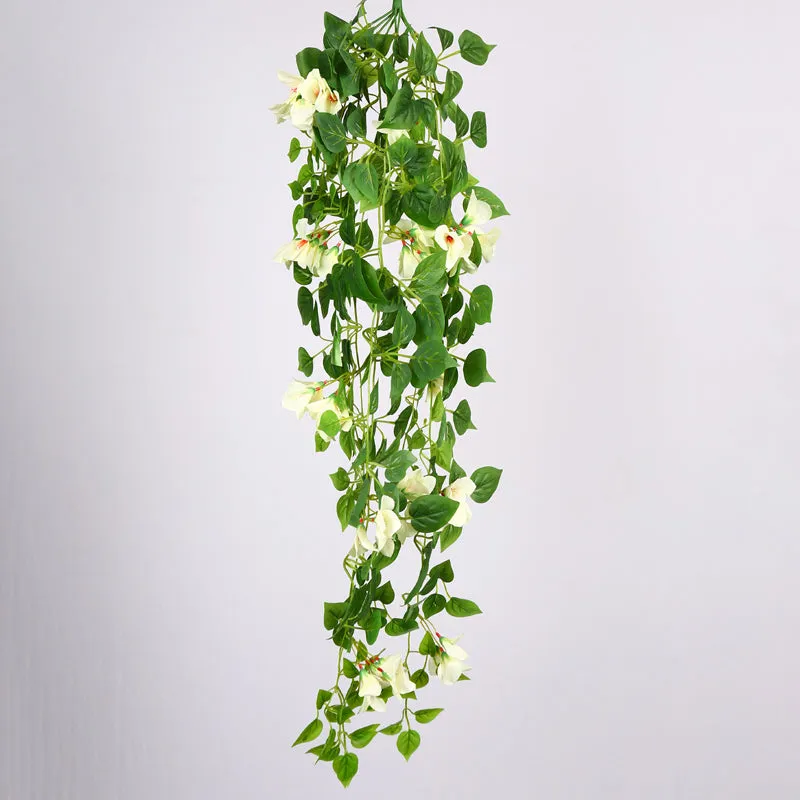 Peternia Artificial Hanging Bougainvillaea Plant - White & Green media 3