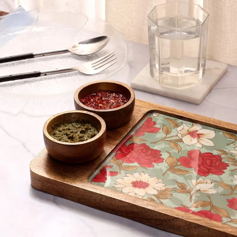 FloriNest Mango Wood Platter With Dip Bowl - Three Piece Set media 8