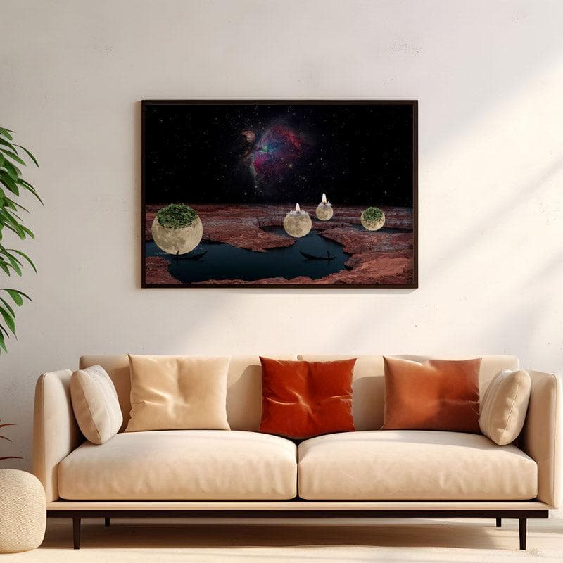 Abstract Worlds Canvas Wall Painting - Black Frame media 4