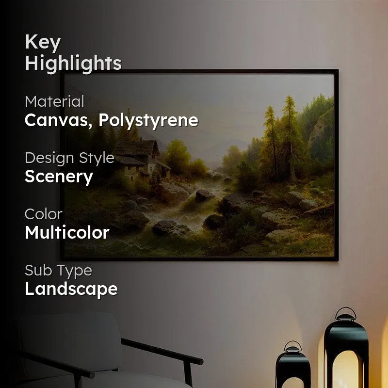 River Valley Canvas Wall Painting - Black Frame media 2