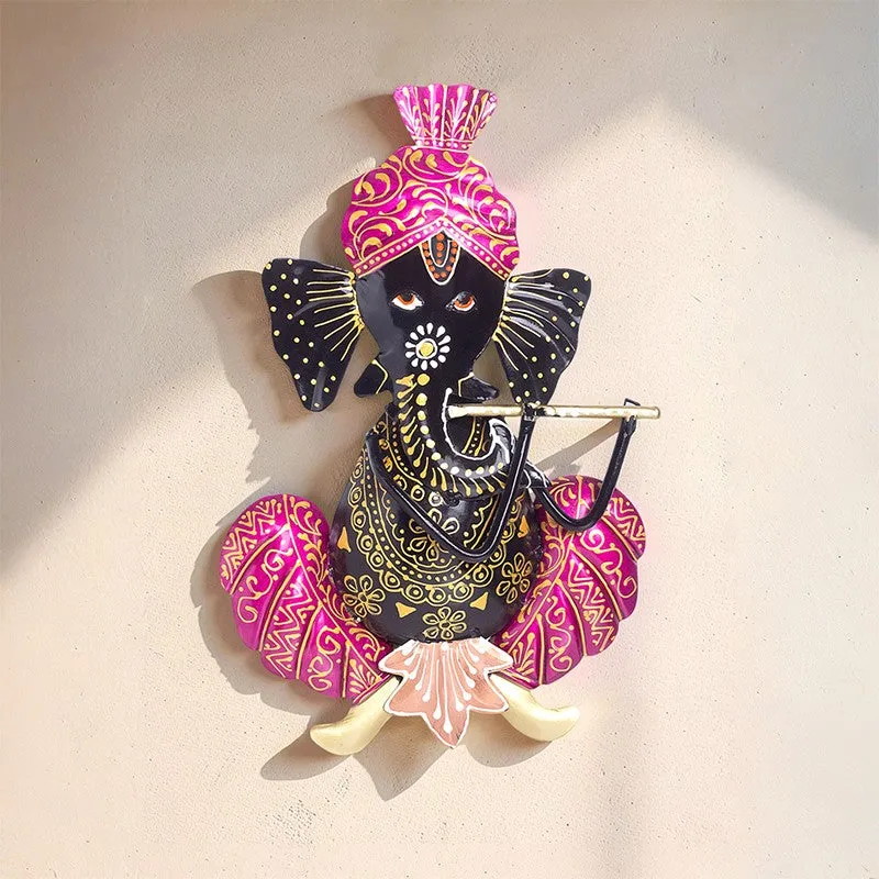 Ganesh Handcrafted Iron Wall Accent - Pink media 5