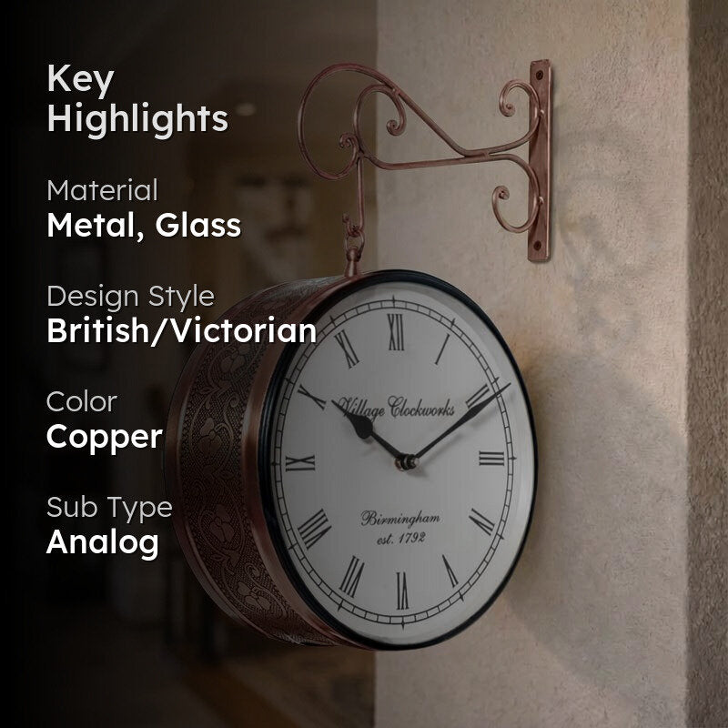Railway Regency Double - Sided Vintage Wall Clock - Copper media 2