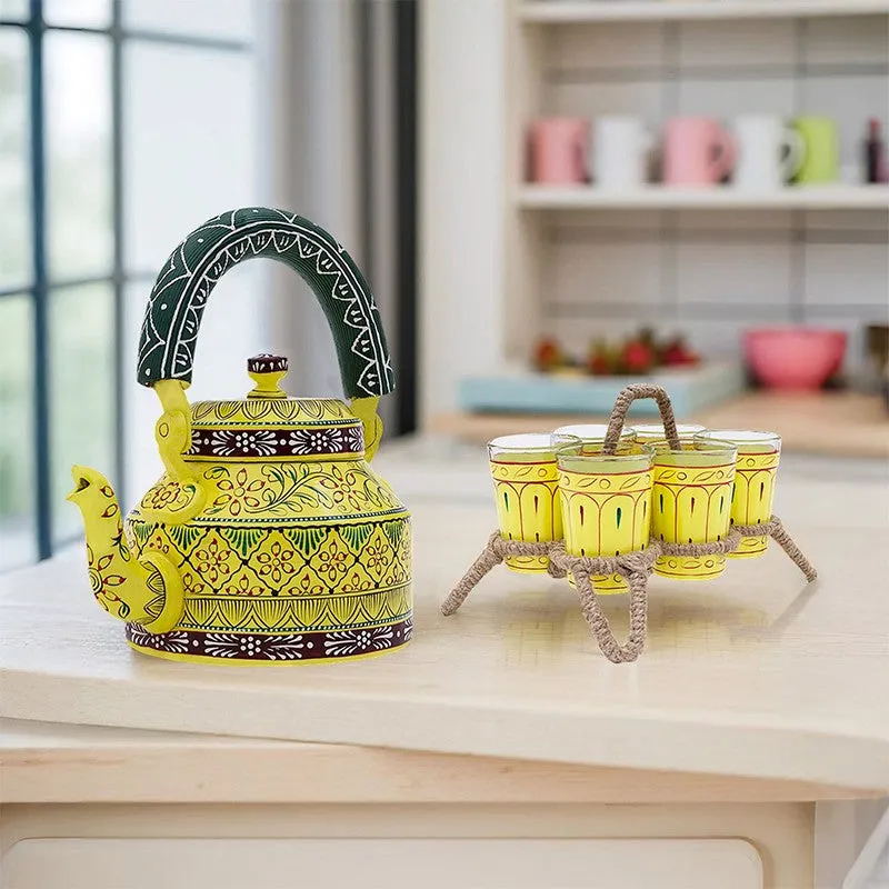 Brew Serve Handpainted Tea Set With Stand - Eight Piece Set media 1