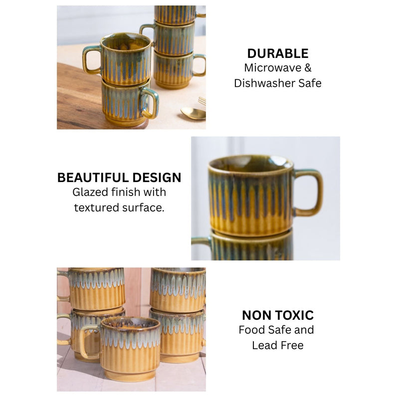 Cerava Ceramic Tea Cup (150 mL Each) -  Set of Six media 4