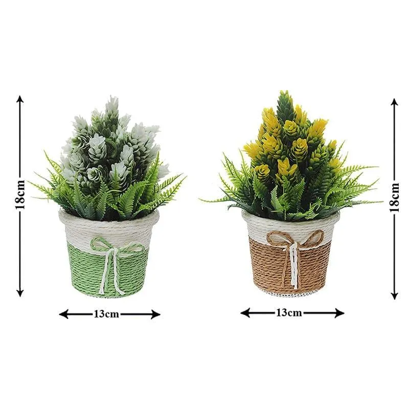 Faux Lilac Artificial Plant In Basket Pot (Brown & Green) - Set Of Two media 5