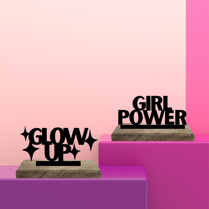 Feminine Brilliance Typography Showpiece - Set Of Two