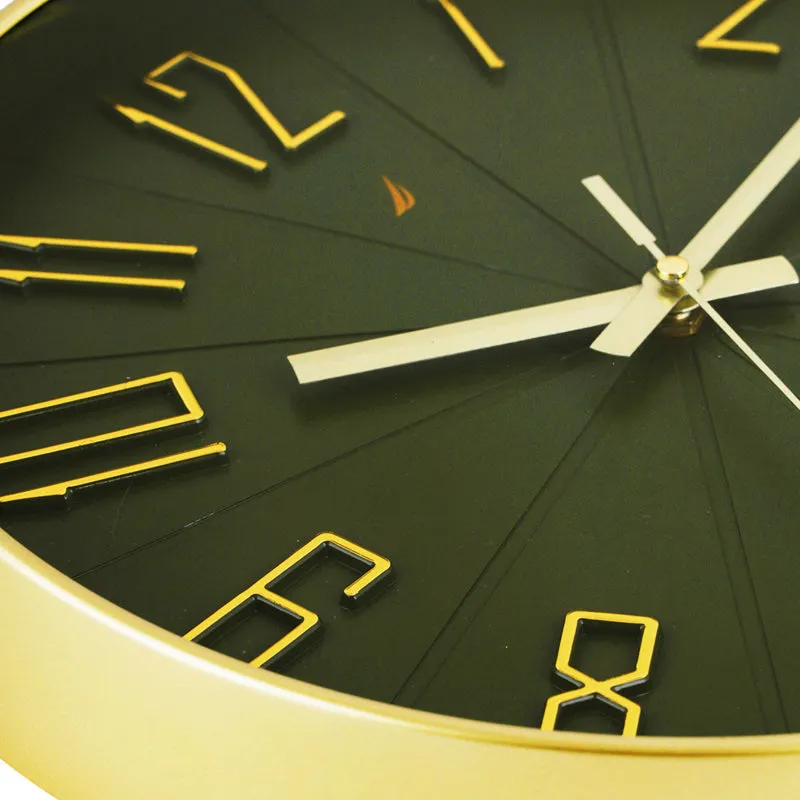 Caldre Analog Wall Clock - Green & Gold media 5