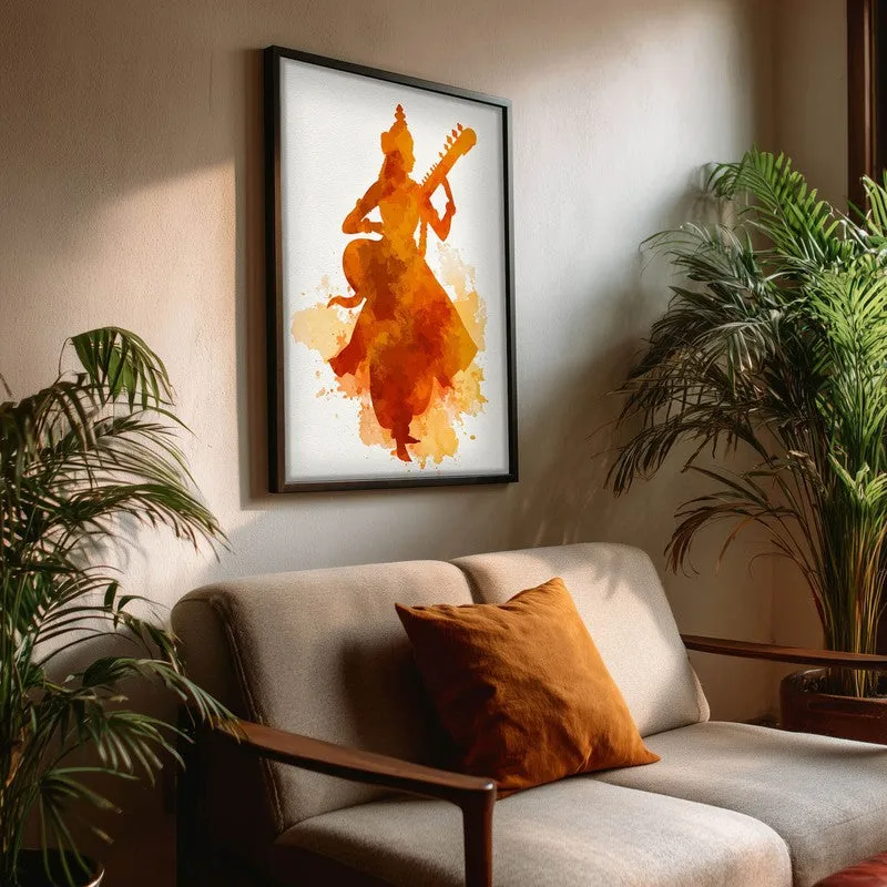 Sri Saraswati Devi Playing Veena Archival Paper Wall Art media 3