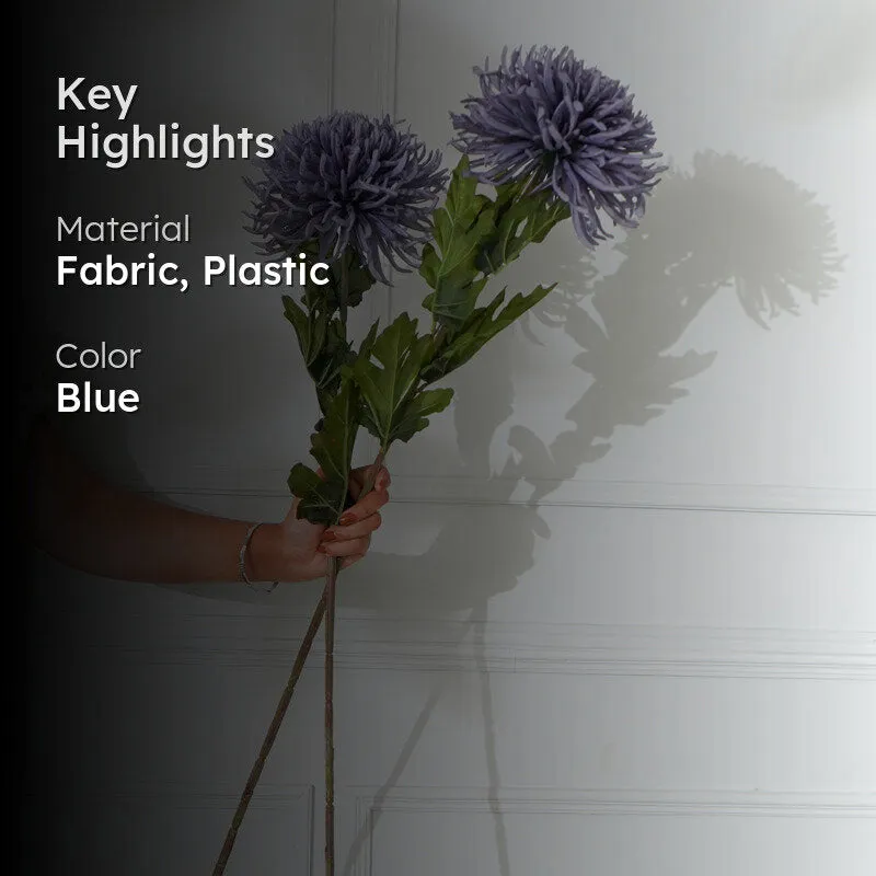 Faux Blue Chrysanthemum Flower Stick (32 CM) - Set Of Two media 2