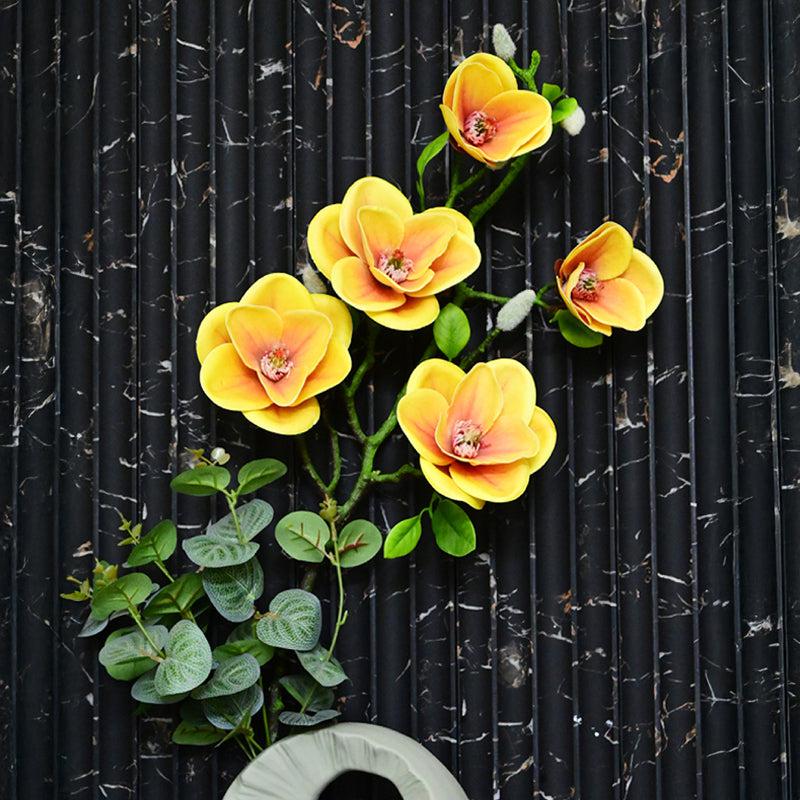 Artificial Magnolia Flower Stick - Yellow & Brown media 7