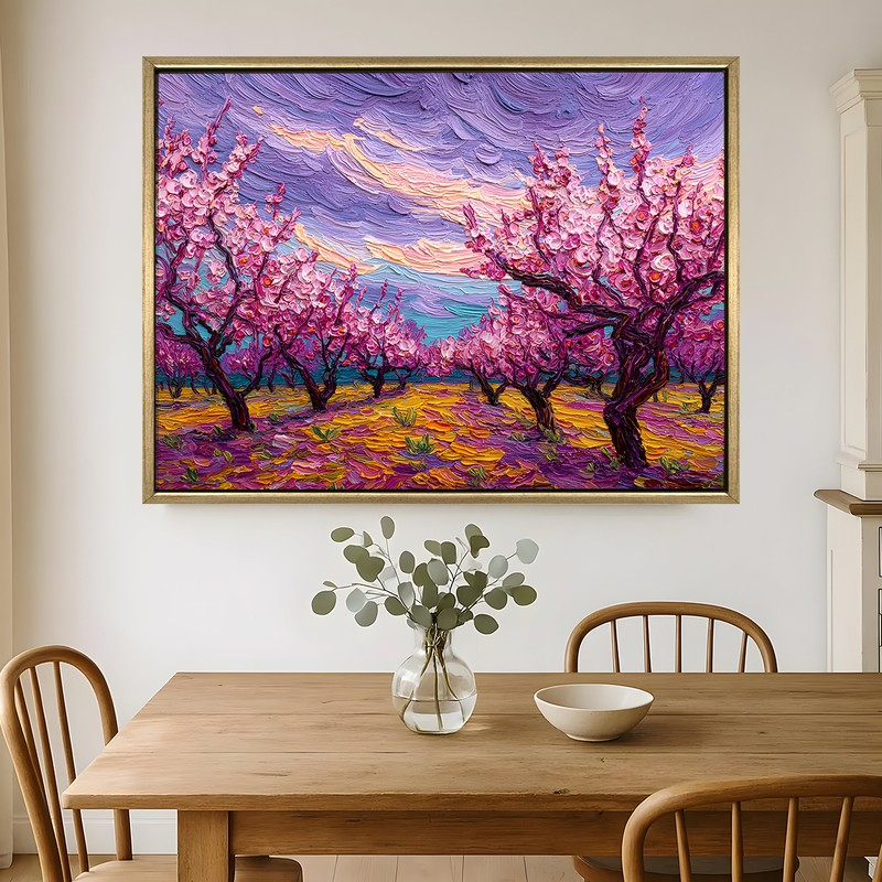 Blush Meadow Canvas Wall Painting With Frame