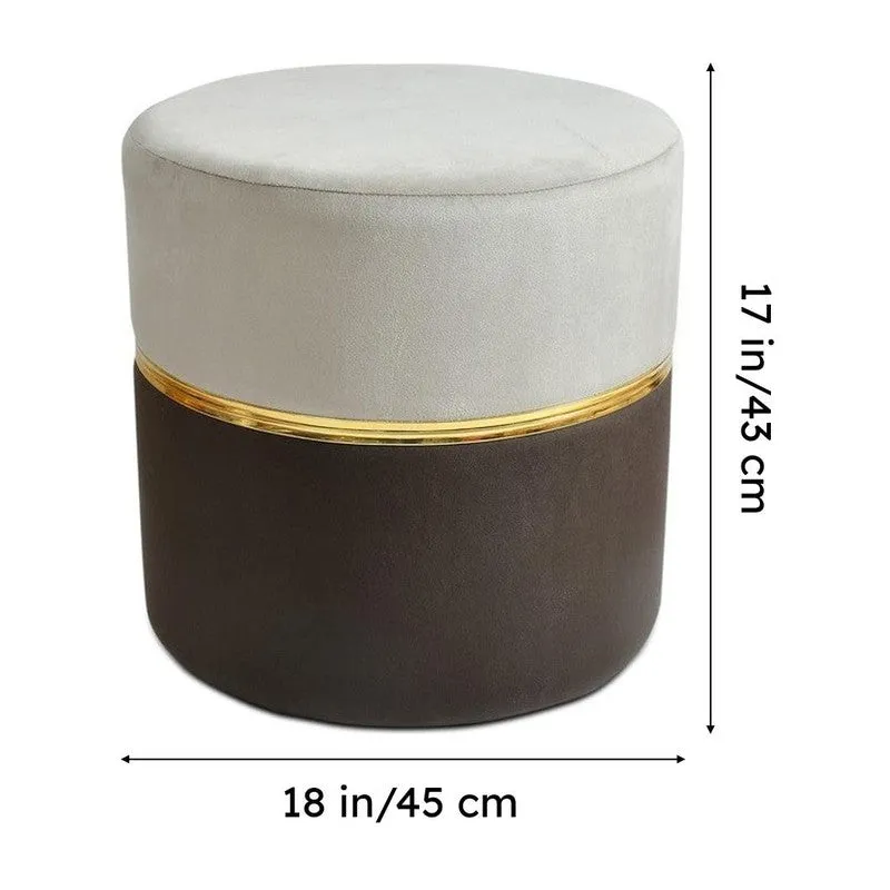 Dualtone Solid Velvet Pouffe - Grey & Coffee media 7