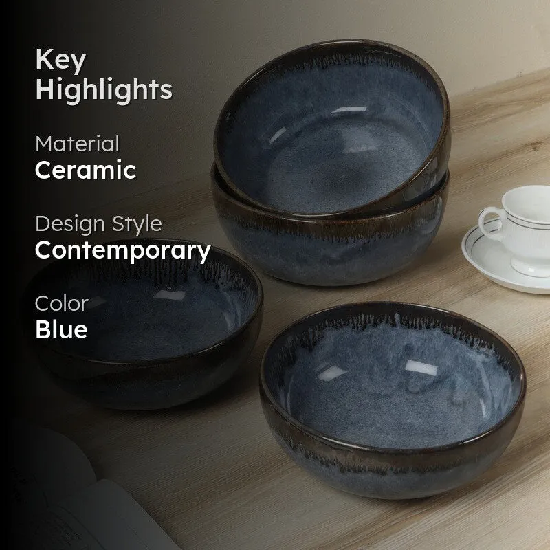 Modessa Table Serving Bowl (Blue,700 mL Each) - Set Of Four media 2