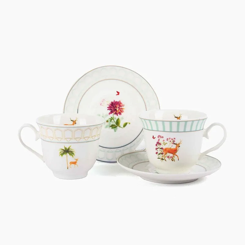 PetalGrace 24k Gold Brushed Porcelain Tea Cup (300 mL Each) -  Twelve Piece Set media 4