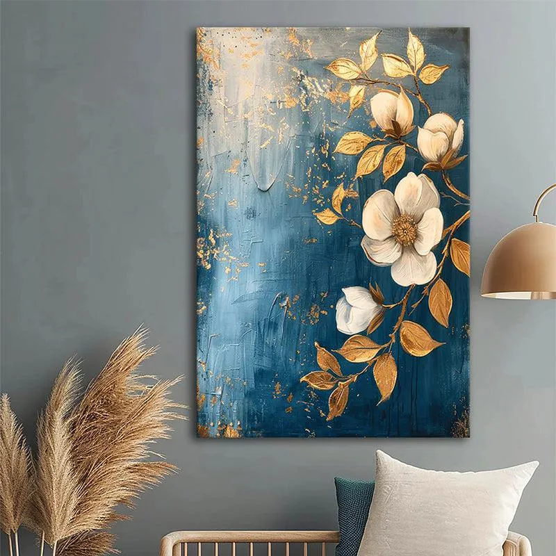Starlit Petals Poly Canvas Wall Painting media 1