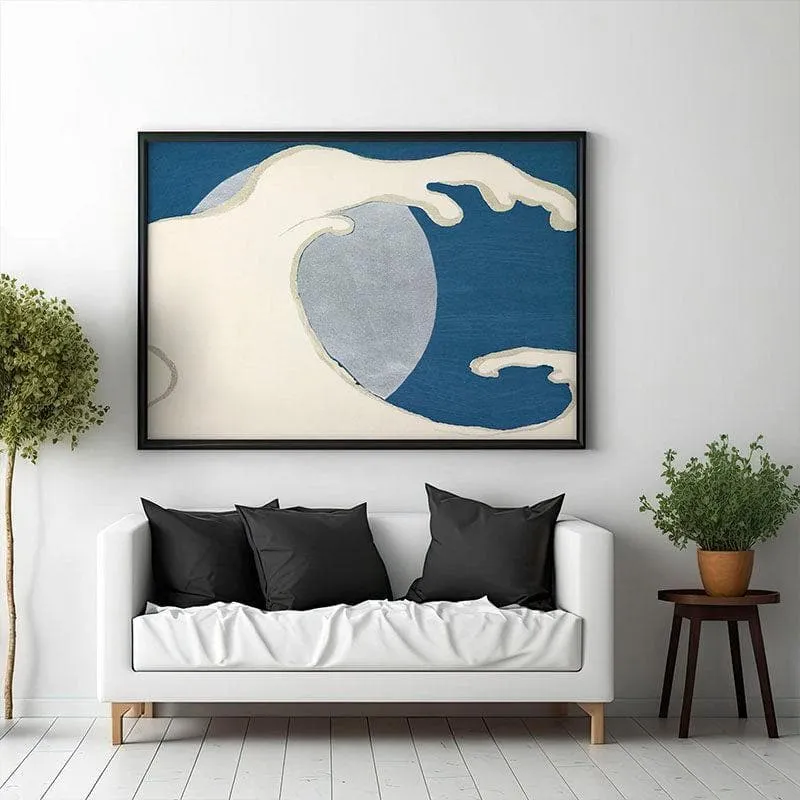 Waves From Momoyogusa Canvas Painting By Kamisaka Sekka - Black Frame media 1