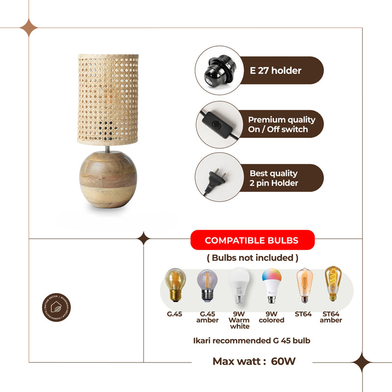GridLit Rattan Table Lamp - Beige,Brown media 6