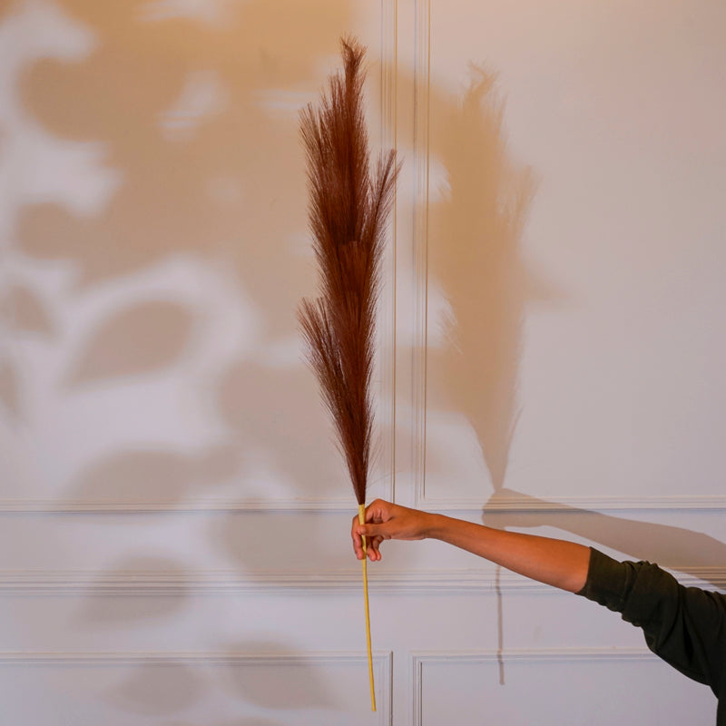 Faux Pampas Grass Stick (Brown) - 35 CM - Small