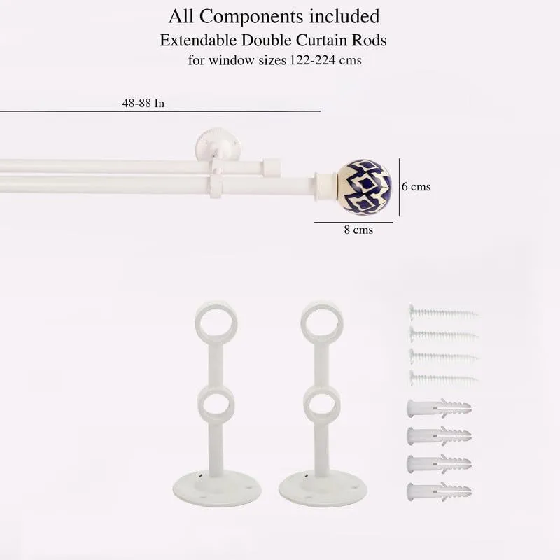 Moorish Night Duo Extendable 1" Double Curtain Rod With Round Finial & Brackets media 5