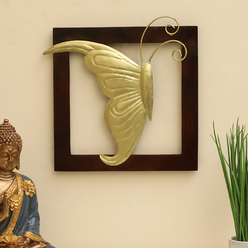 Mirrored Butterfly Metal & Wood Wall Accent