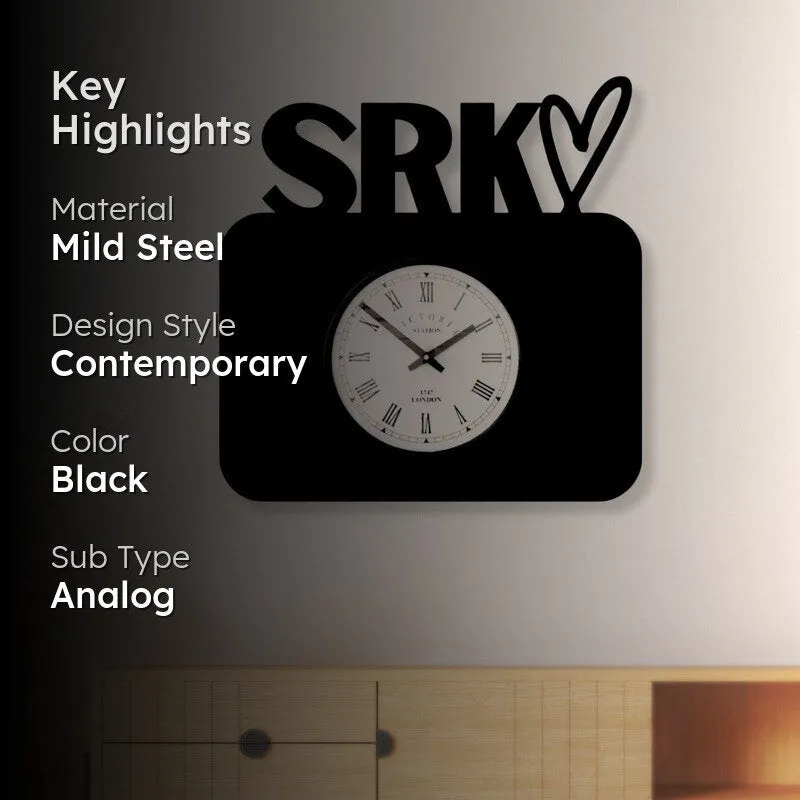 SRK Love Steel Analog Wall Clock - Black media 2