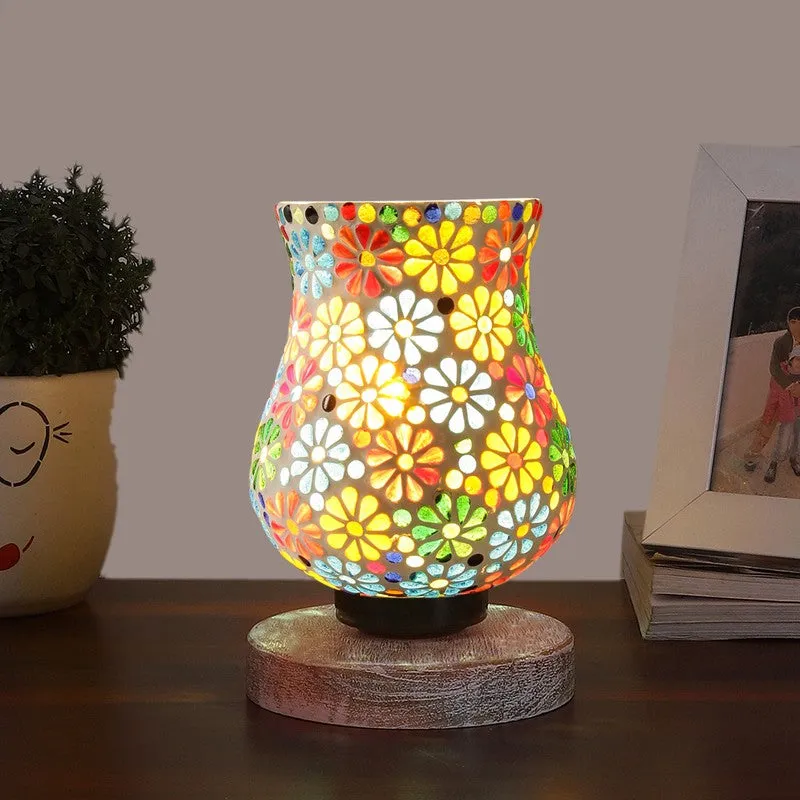 Lumessa Mosaic Glass Table Lamp With Wooden Base - Multicolor media 3