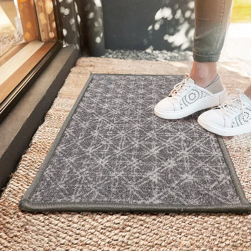 Aster Abstract Nylon Door Mats - Black,Grey media 1