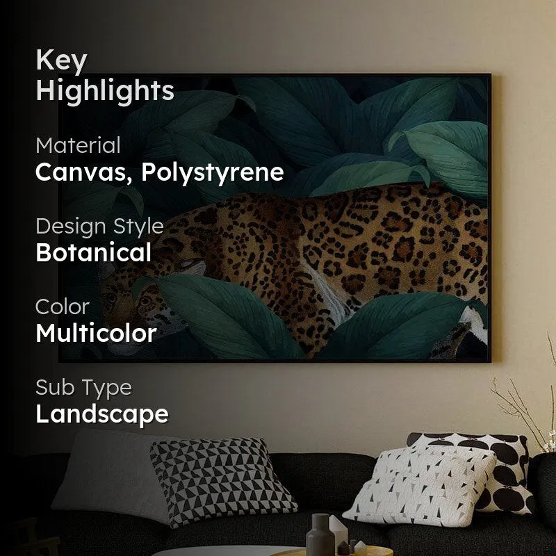 Cheetah In Jungle Canvas Wall Painting - Black Frame media 2