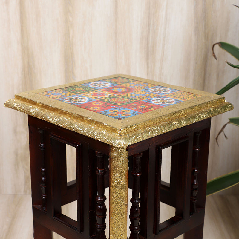 Devanta Brass Finish MDF Stool media 5
