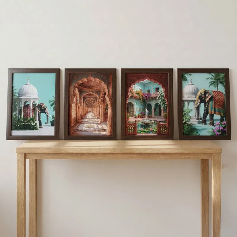 Imperial Arch & Pavilion Wall Painting With Frame - Set Of Four media 3