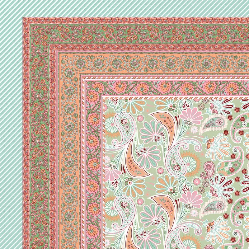 Royal Pattern Cotton Bedsheet (Green,Pink) - 120 TC media 5