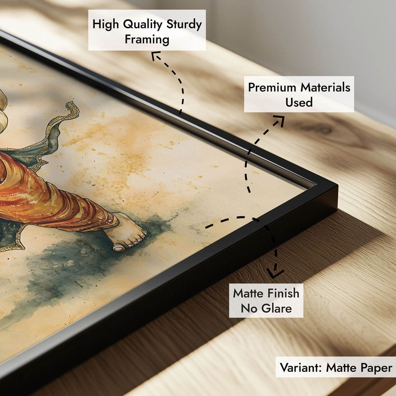 Shiva Shankari Spiritual Archival Paper Wall Painting With Frame - Black media 8