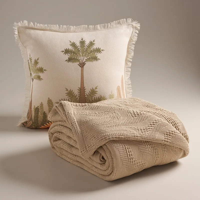 Solid Calm Cotton Bedcover (Beige) (350 Gsm) - Two Piece Set media 3