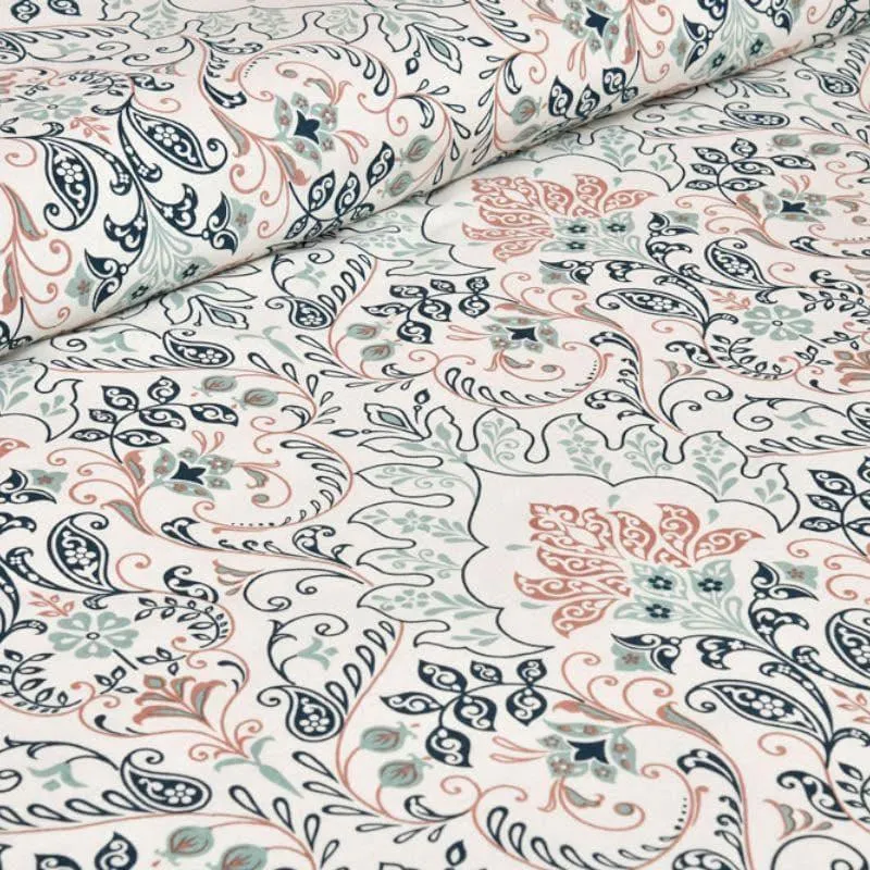 Mughal Jaali Printed Cotton Bedsheet (Blue & Beige) - 120 TC media 4