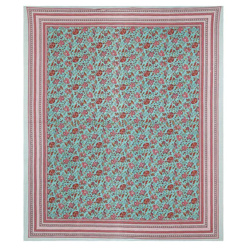 Vishala Ethnic Cotton Bedsheet (Green,Pink) - 180 TC media 4