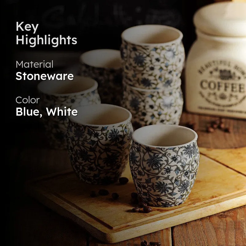 Midnight Blue Dotted Stoneware Kulhad(190 ml) - Set Of Six media 2