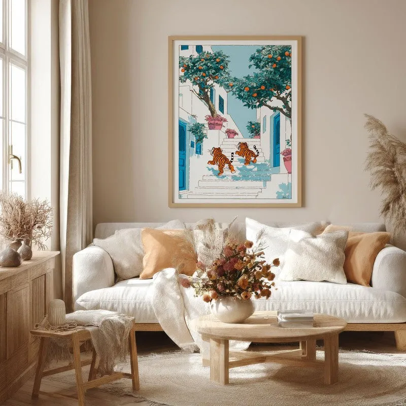 Amber Orbs Canvas Wall Painting - Brown Frame media 4
