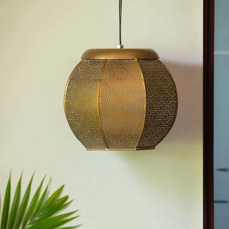 Moorish Halo Hand-Etched Iron Ceiling Lamp media 2