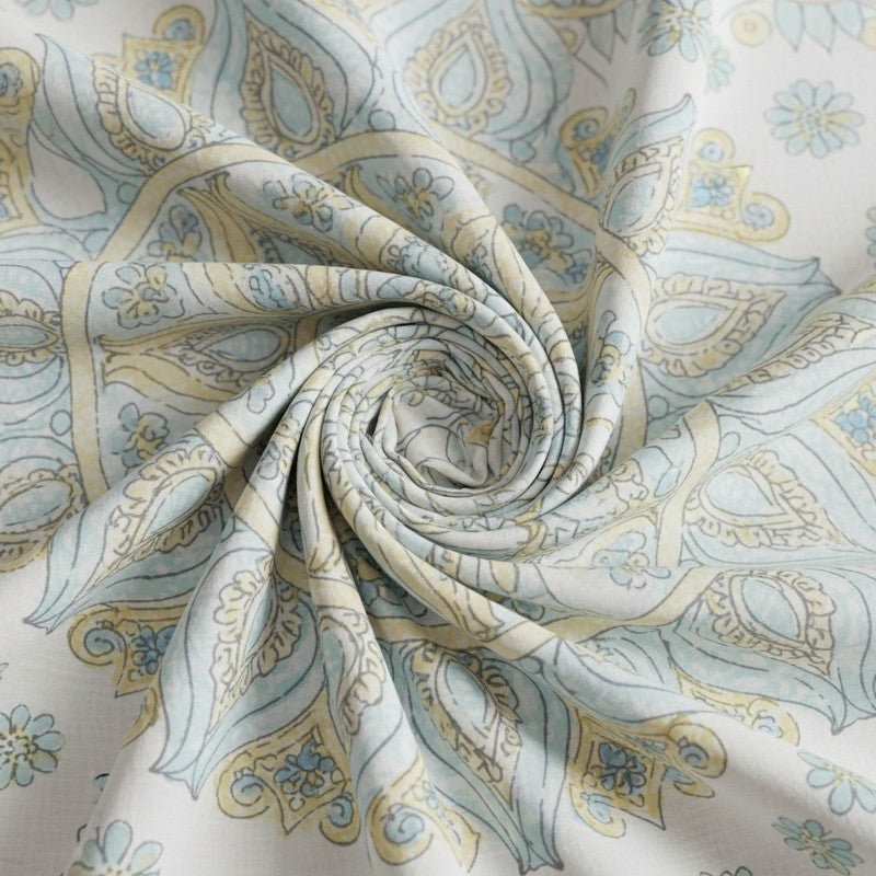 Kavya Mandala Ethnic Cotton Bedsheet (Blue,Yellow) - 160 TC media 5