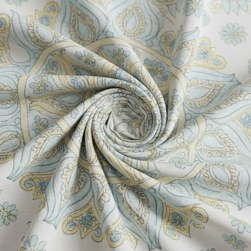 Kavya Mandala Ethnic Cotton Bedsheet (Blue,Yellow) - 160 TC media 5