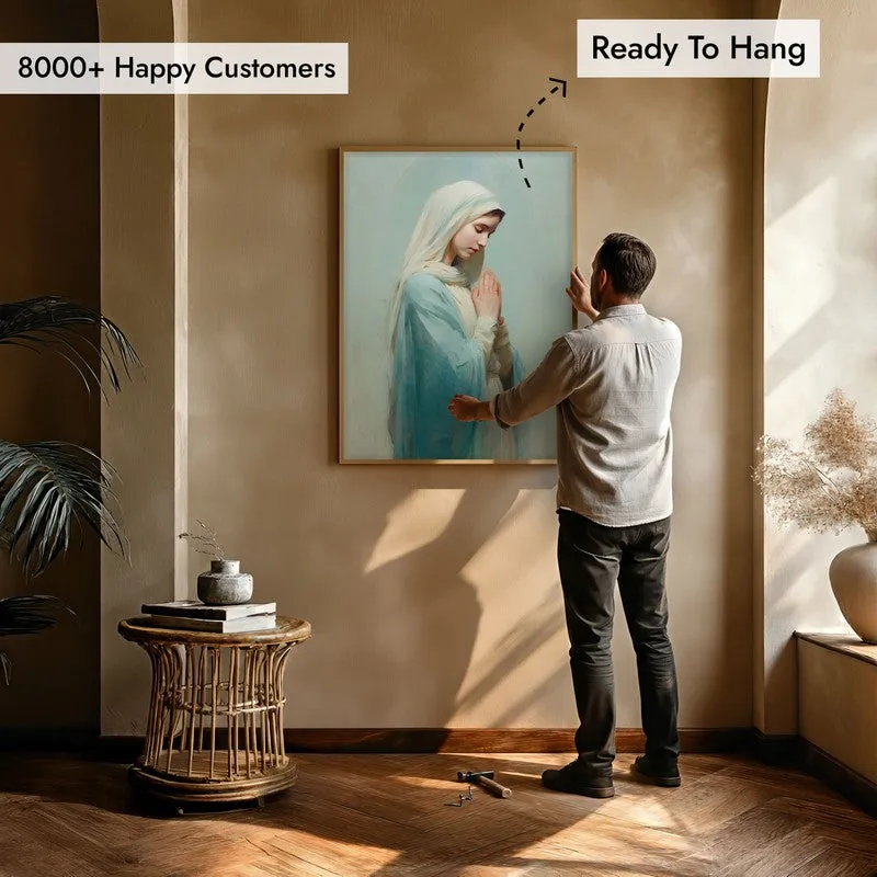 The Prayer of Mary Archival Paper Wall Painting With Brown Frame media 5