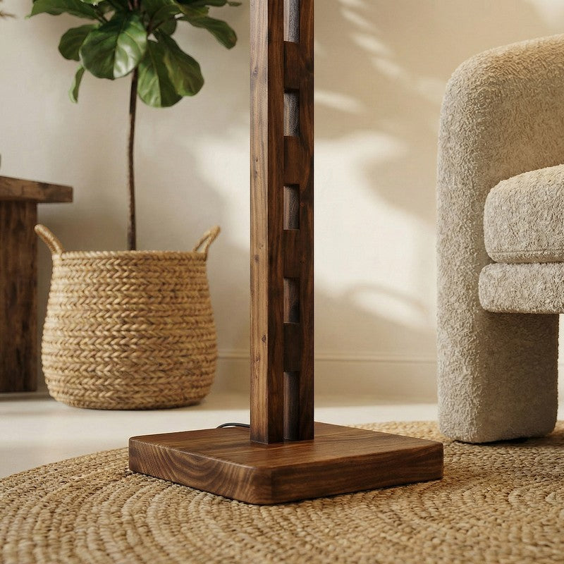 SereneGlow Wooden Floor Lamp - Brown media 4