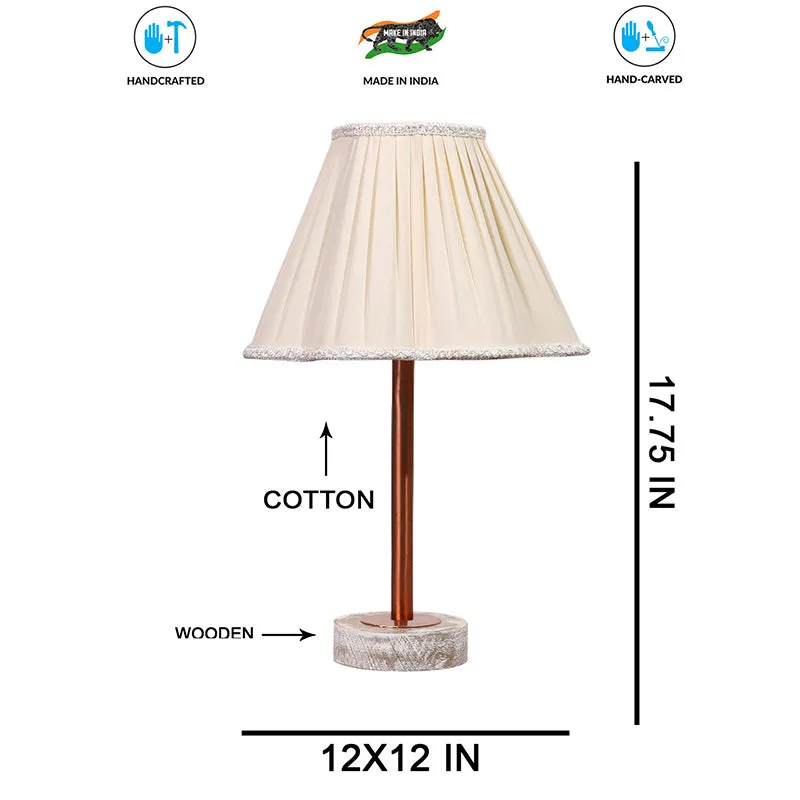Pleatra Rodin Wooden Table Lamp - White,Copper media 7