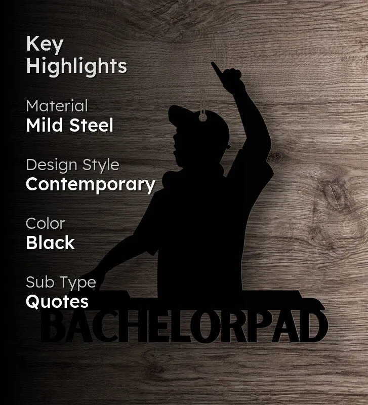 Bachelorpad Typography Mild Steel Wall Accent media 2