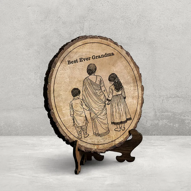 Best Ever Grandma Wood Showpiece - Round media 3
