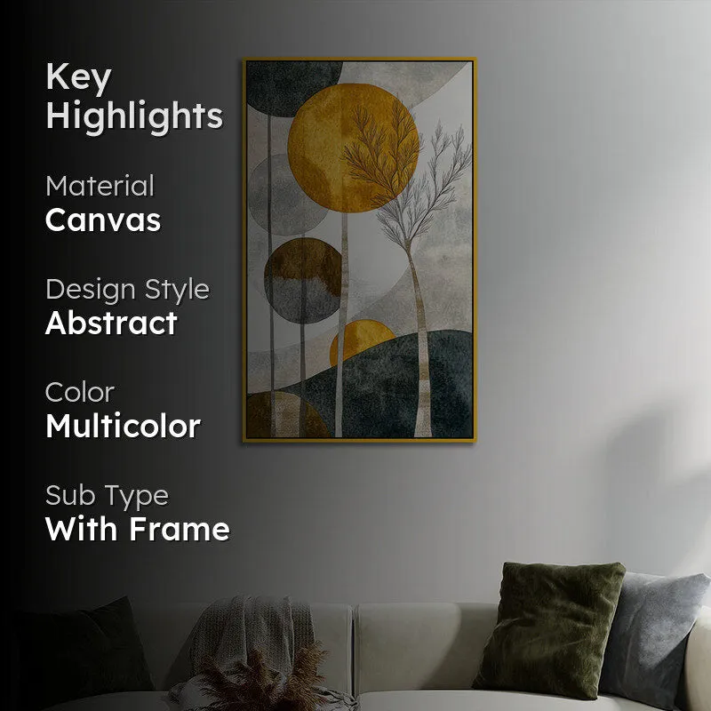 Silence Of Trees Abstract Canvas Wall Painting With Frame - Gold media 2