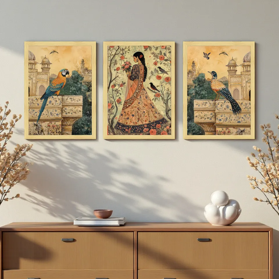 Royal Peacock Courtyard Wall Art Collection - Set Of Three media 6
